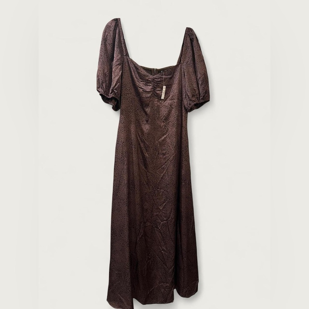 Madewell Brown Maxi Dress with Puff Sleeves